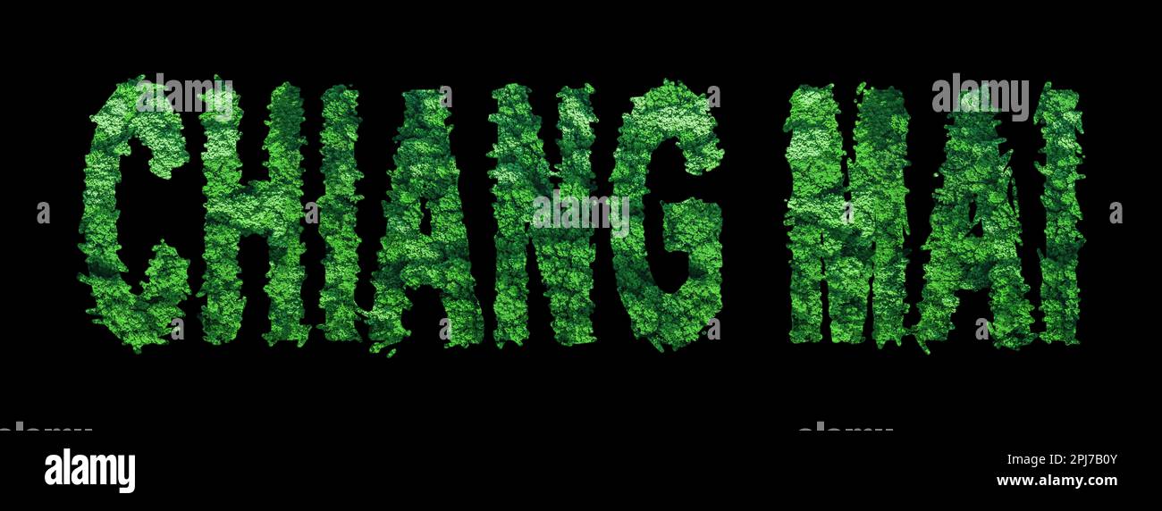 Chiang Mai lettering, Chiang Mai Forest Ecology Concept on Black ...