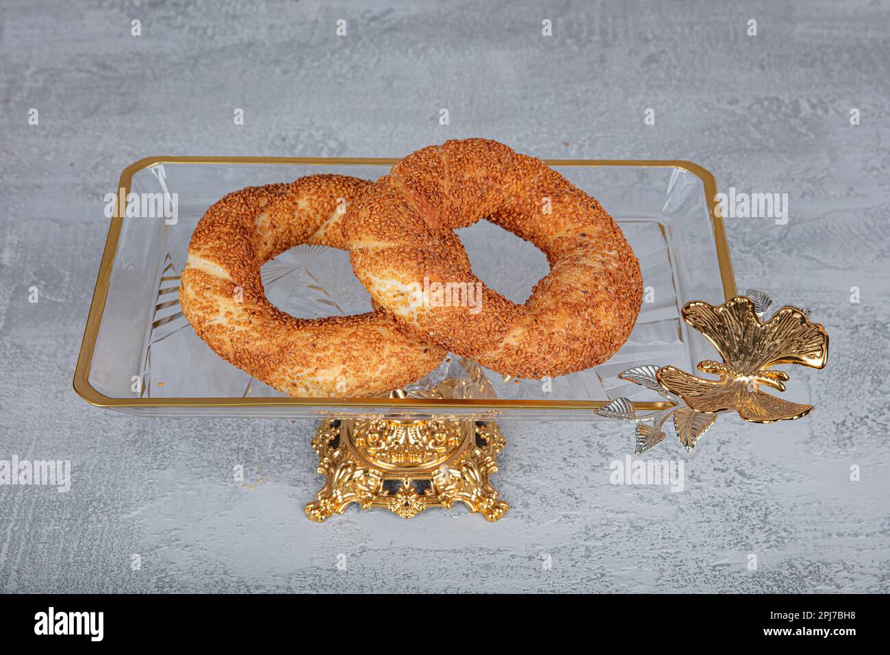 Simit or gevrek, traditional Turkish pastry food on the wooden ...