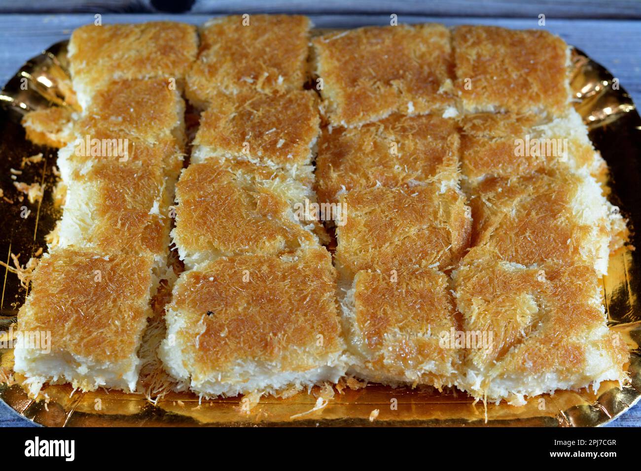 A traditional middle eastern dessert Knafeh Konafa made with spun ...