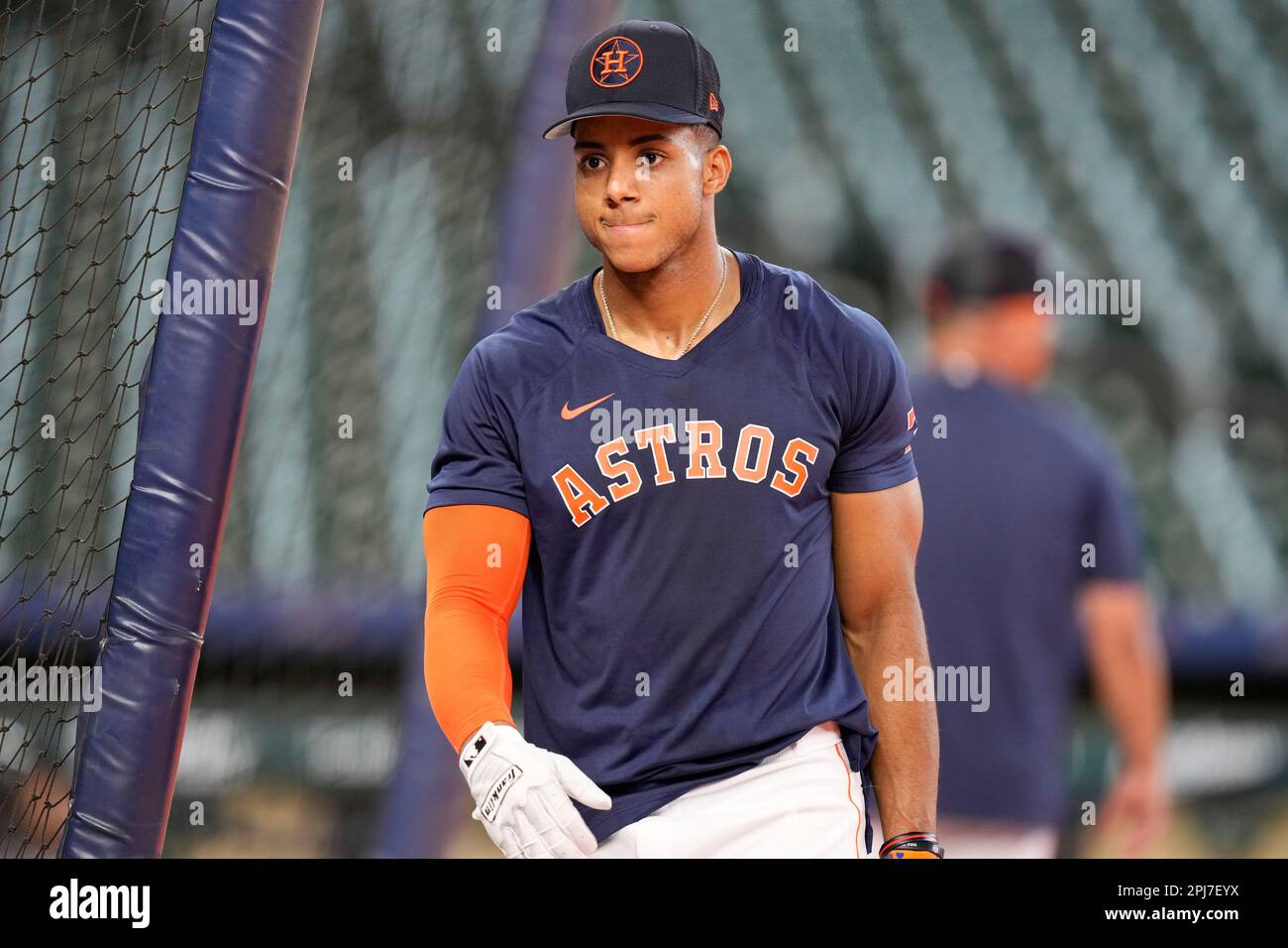 Houston Astros shortstop Jeremy Pena during batting practice before a  baseball game against the Chicago White Sox, Friday, March 31, 2023, in  Houston. (AP Photo/Eric Christian Smith Stock Photo - Alamy