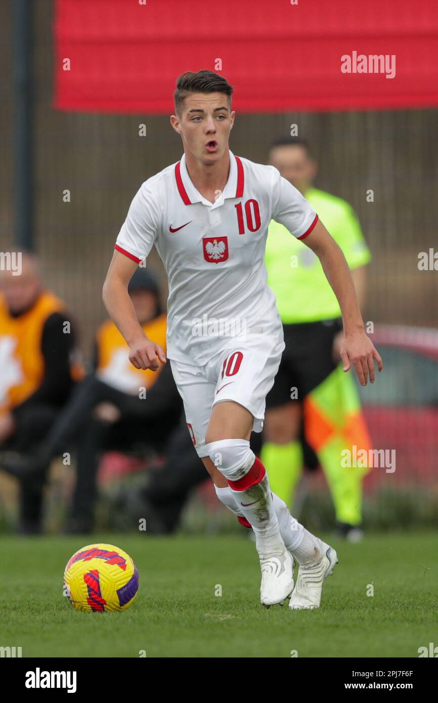 Kacper Urbanski of Poland seen in action during the European Under-19 Championship 2023-Elite round Match between Poland and Latvia at Cracovia Training Center