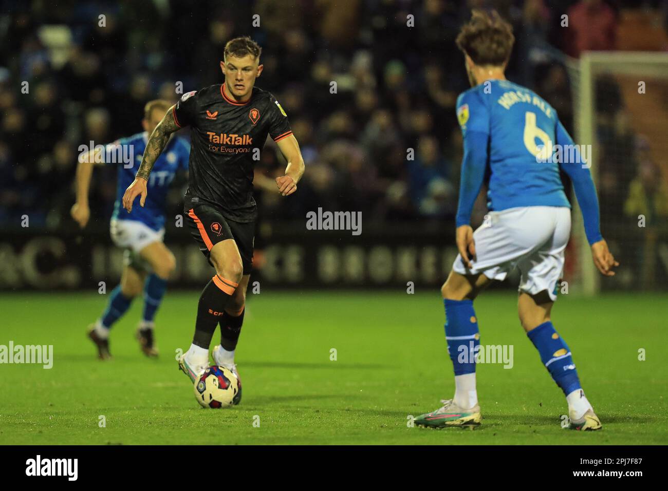 Salfords Callum Hendry charges forward during the Sky Bet League 2 match between Stockport County and Salford City at the Edgeley Park Stadium, Stockport on Friday 31st March 2023. (Photo: Chris Donnelly | MI News) Credit: MI News & Sport /Alamy Live News Stock Photo