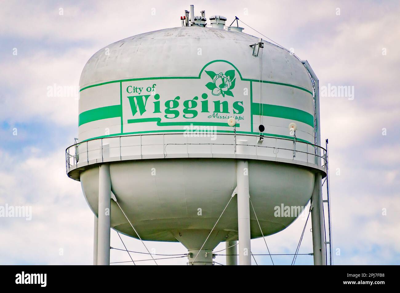 The Wiggins water tower is pictured, March 29, 2023, in Wiggins