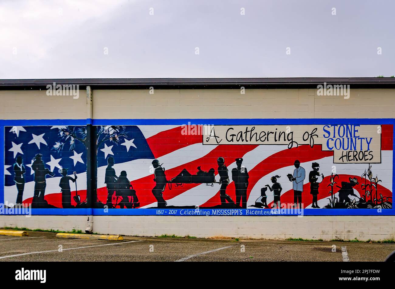 A mural celebrates Stone County’s military heroes, March 29, 2023, in