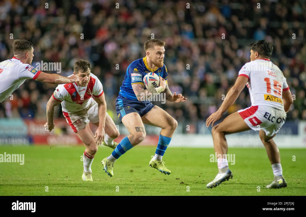 St Helens, Merseyside, England 31st March 2023. Wakefields Morgan Smith runs with the ball during, St Helens Rugby Football Club V Wakefield Trinity Rugby League Football Club at the Totally Wicked Stadium, the Betfred Super League (Credit Image: ©Cody Froggatt/Alamy live news) Stock Photo