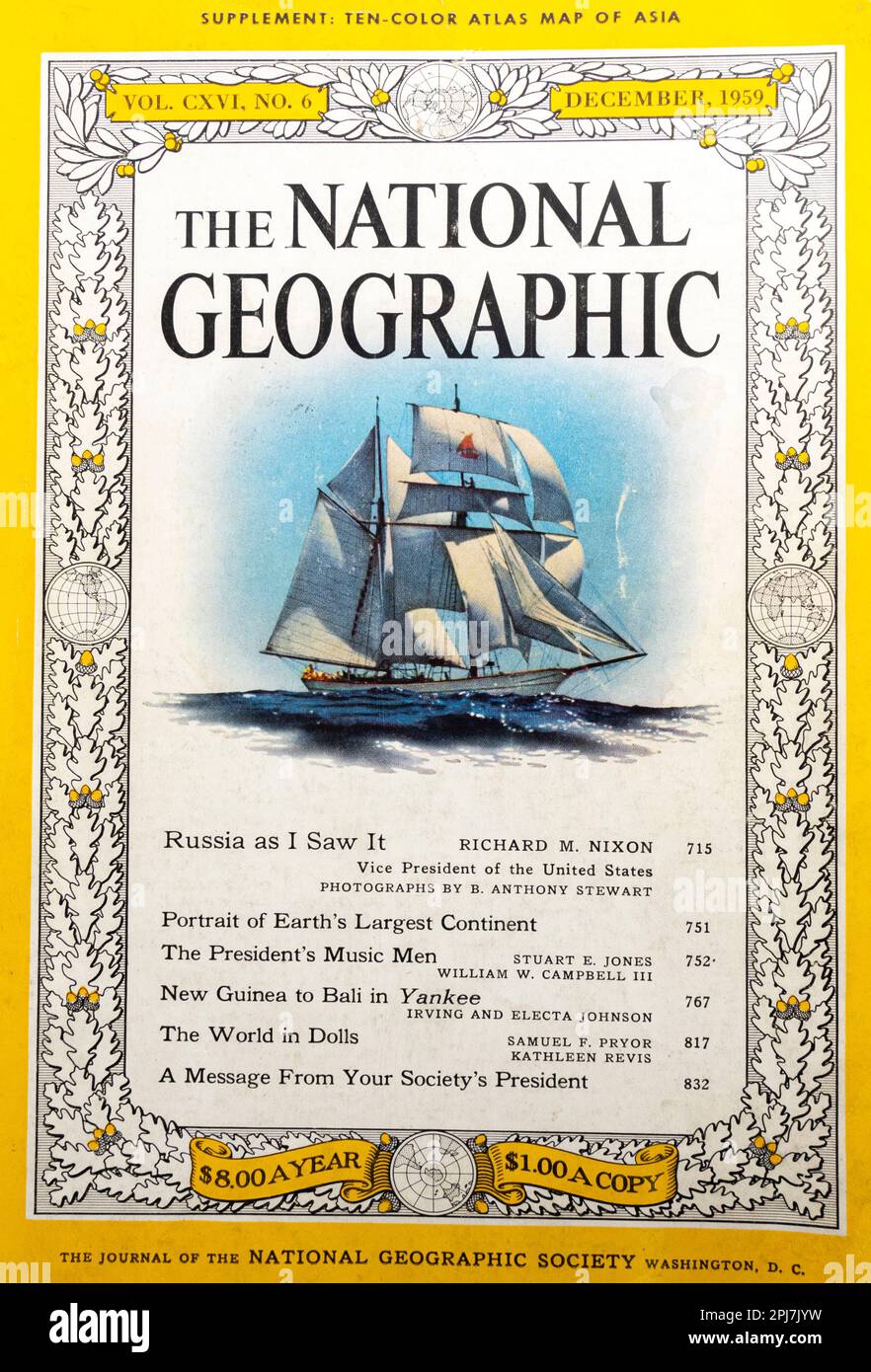 National Geographic magazine cover December 1959 Stock Photo - Alamy