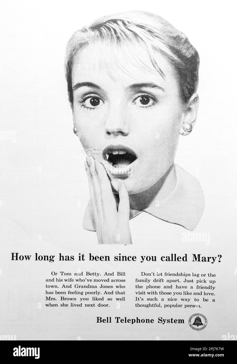 Bell Telephone System - Mary advert in a Natgeo magazine, November 1959 Stock Photo