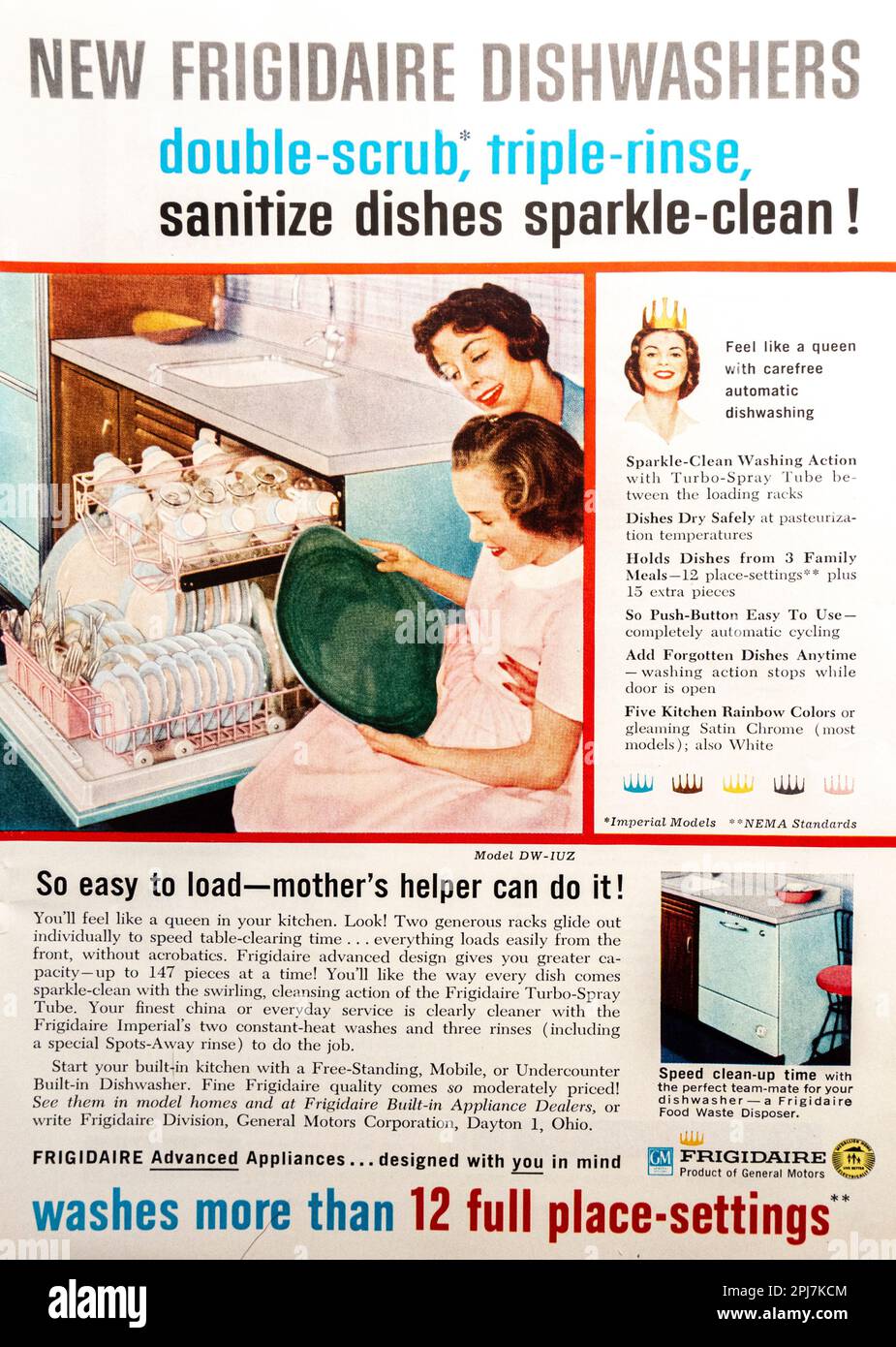 Frigidaire dishwasher advert in a Natgeo magazine, November 1959 Stock Photo