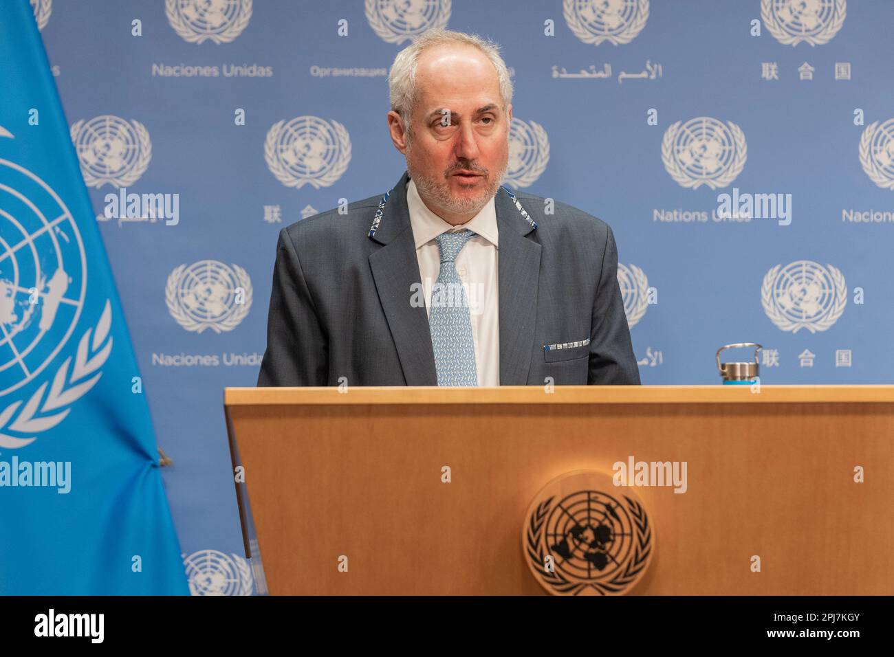 New York, USA. 31st Mar, 2023. Spokesperson for the SecretaryGeneral Stephane Dujarric speaks