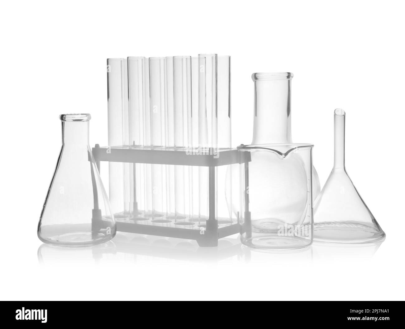 Set of laboratory glassware on white background Stock Photo Alamy