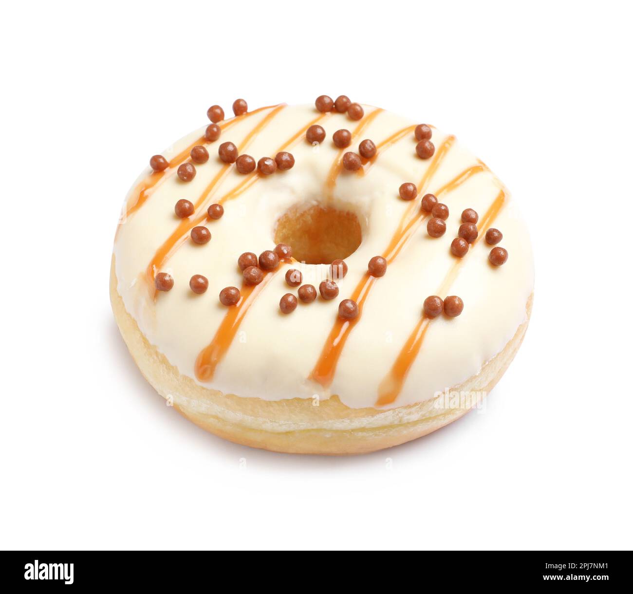 Sweet delicious glazed donut on white background Stock Photo - Alamy