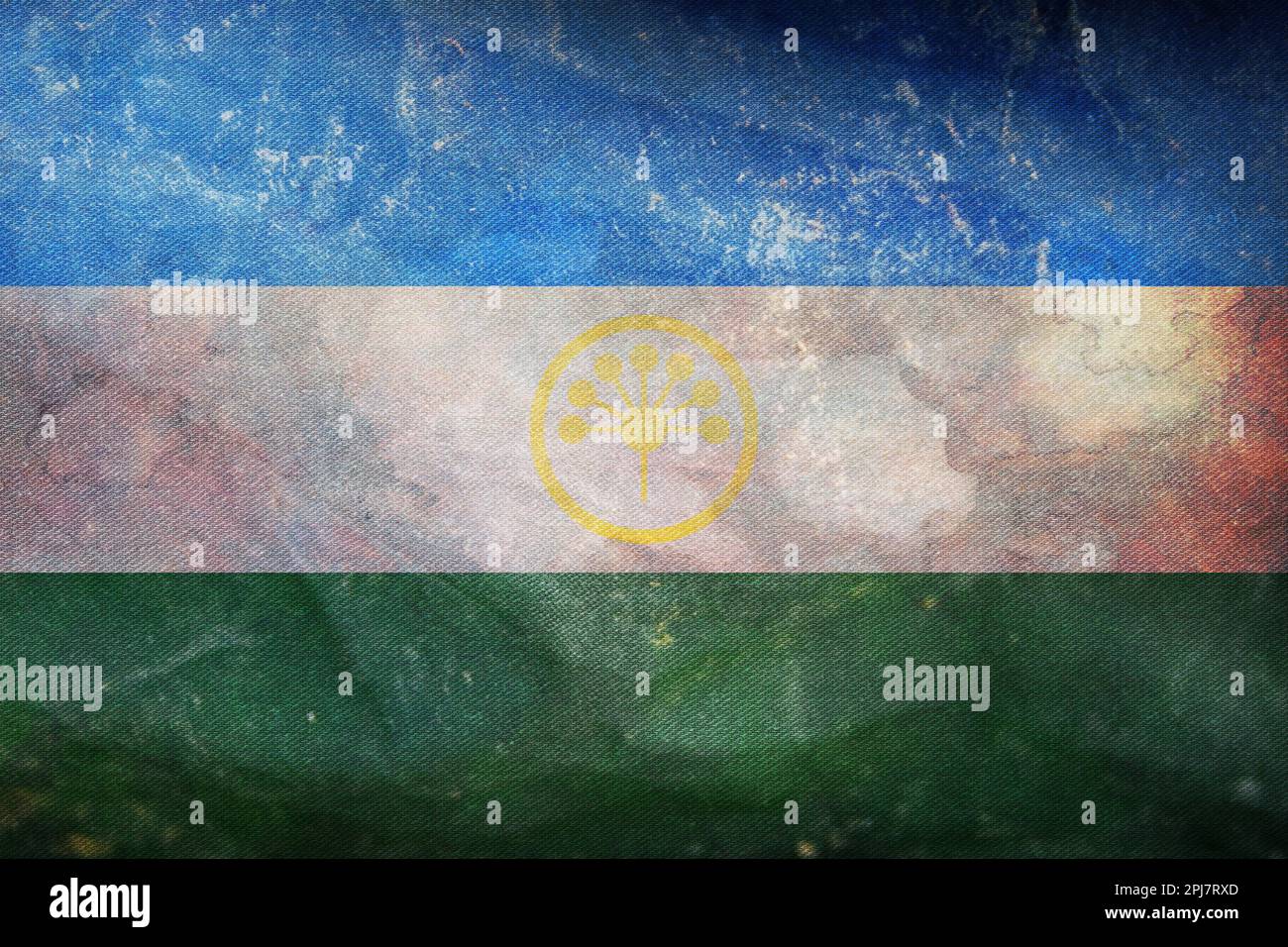 retro flag of Kipchak peoples Bashkirs with grunge texture. flag ...