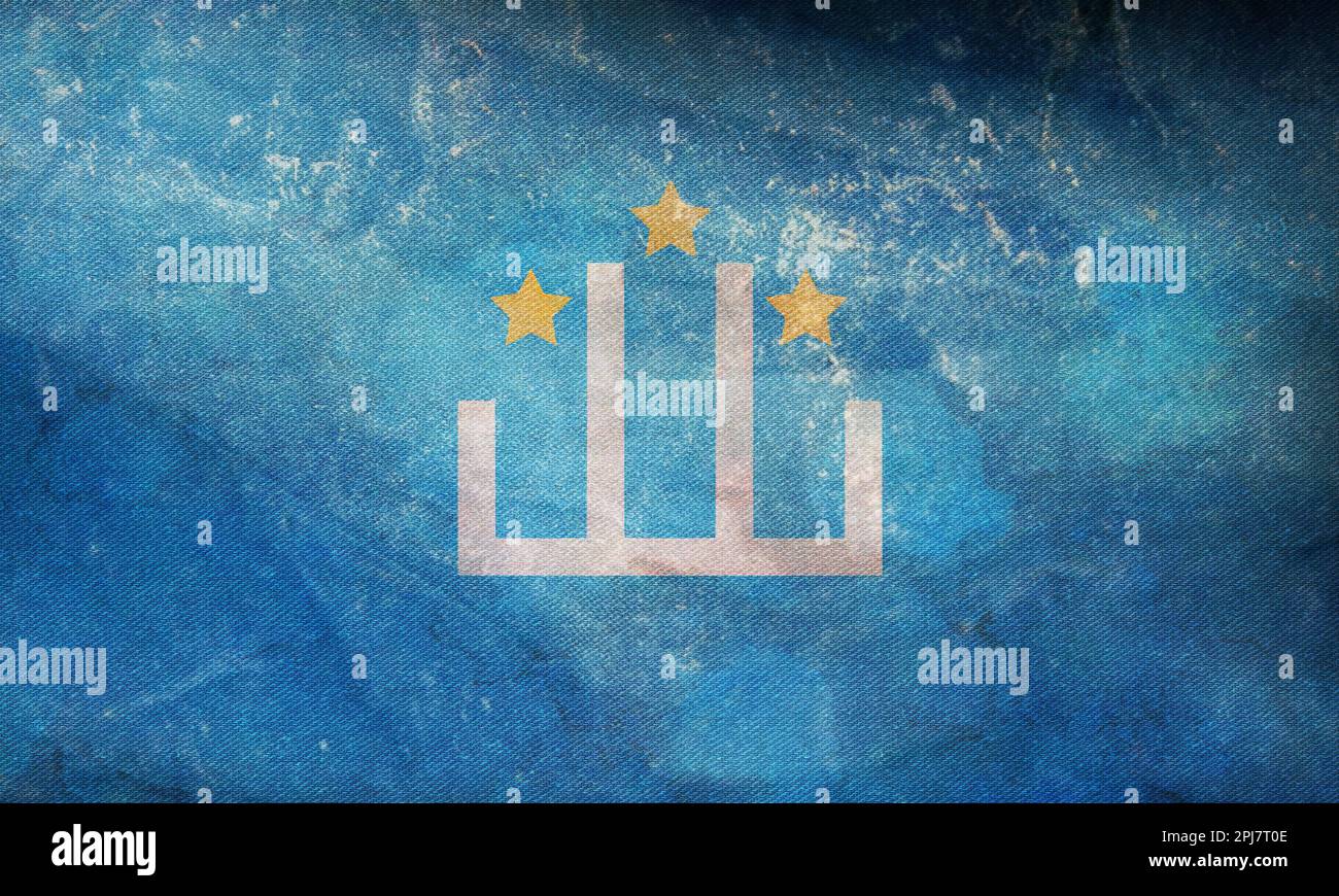 retro flag of Kipchak peoples Kumyks with grunge texture. flag