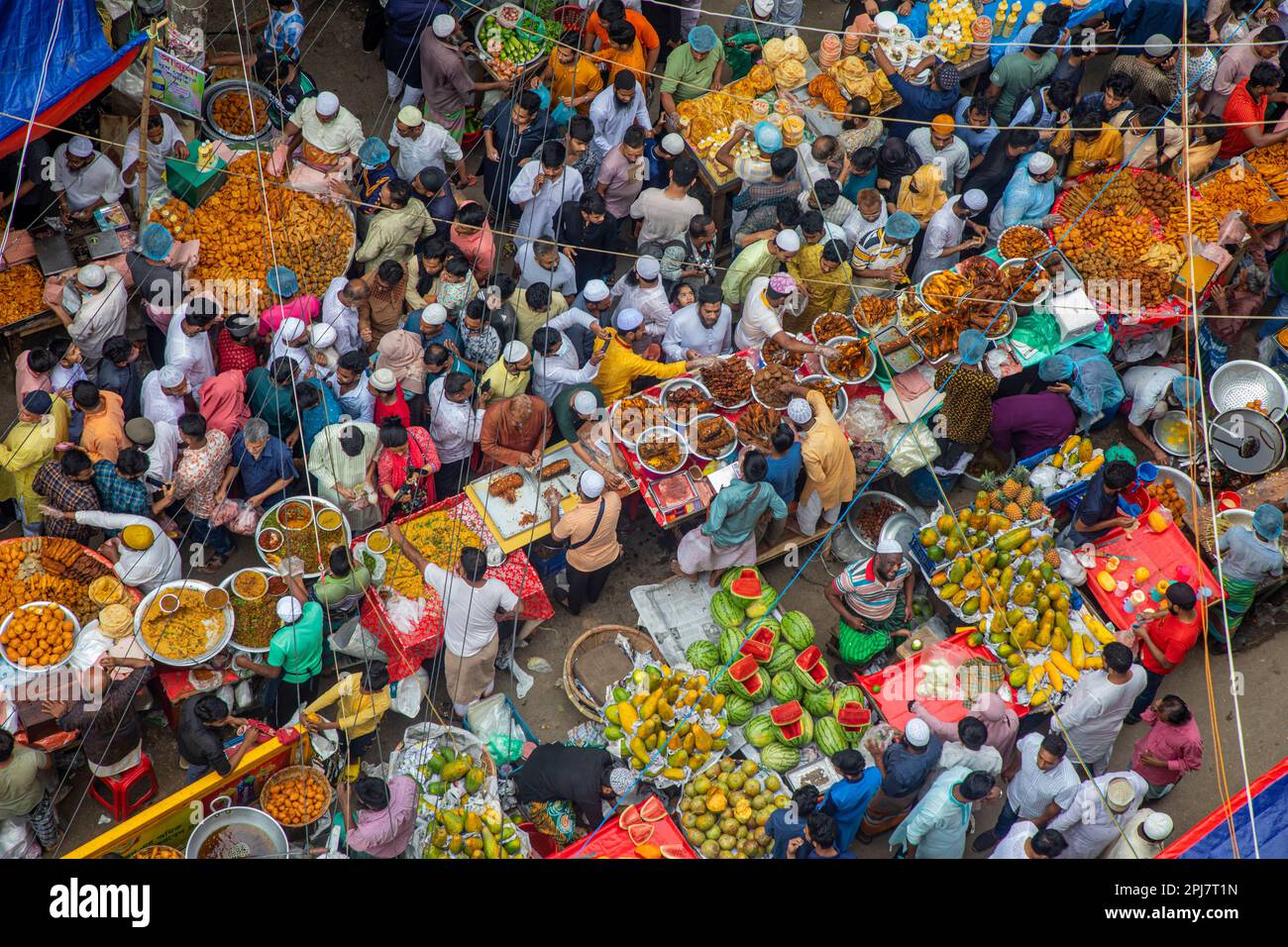 Top View Or The Traditional Iftar Bazar At Chawkbazar On Old Dhaka Top View Or The Traditional Iftar Bazar At Chawkbazar On Old Dhaka