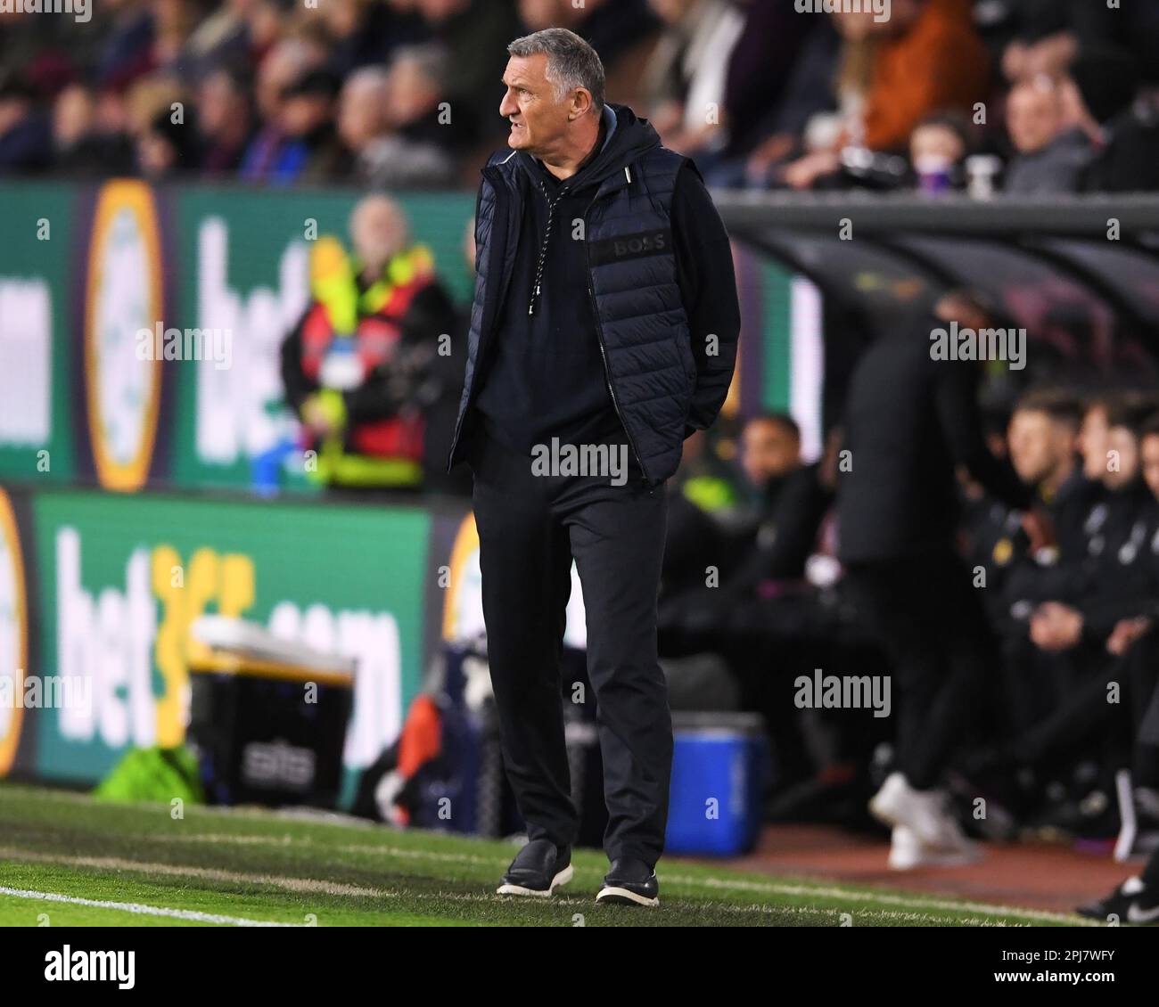 Burnley, UK. 31st Mar, 2023. Sunderland Manager Tony Mowbray during the Sky Bet Championship match at Turf Moor, Burnley. Picture credit should read: Gary Oakley/Sportimage Credit: Sportimage/Alamy Live News Stock Photo