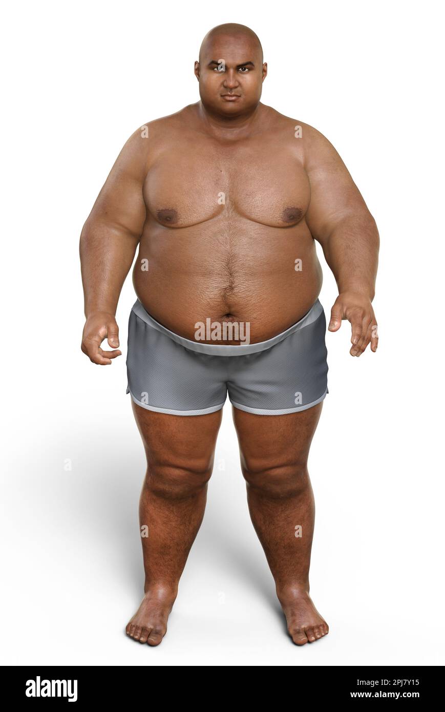 Obese man standing, illustration Stock Photo