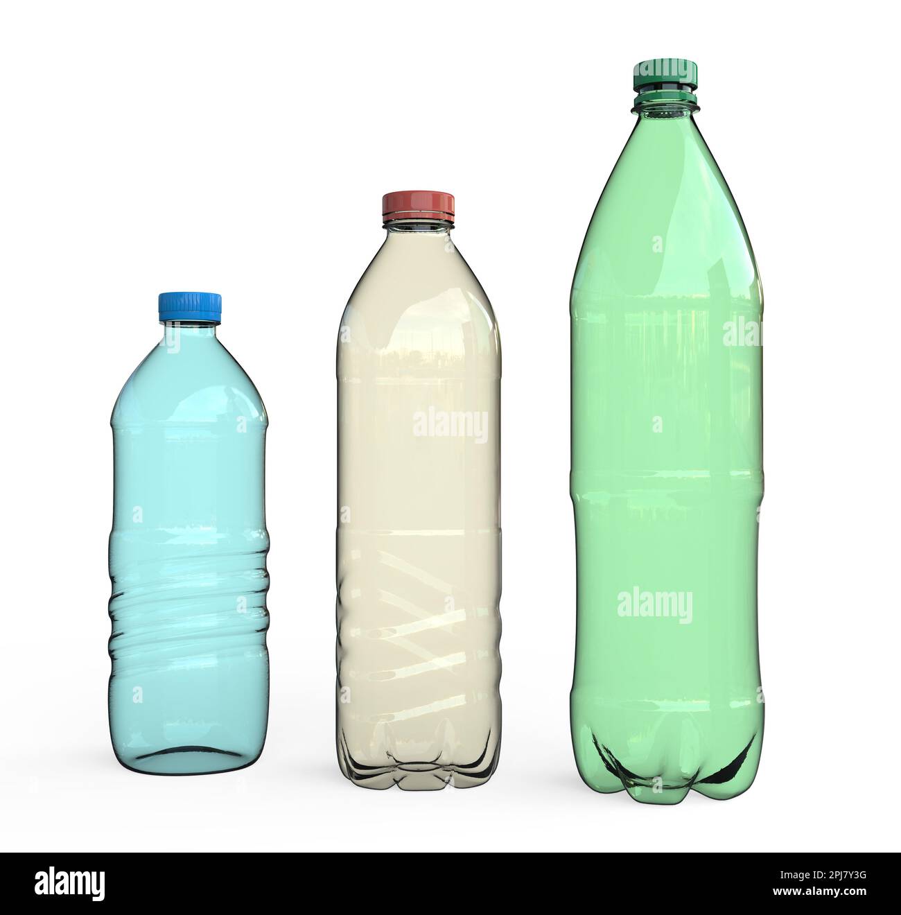 Empty plastic bottles, illustration Stock Photo