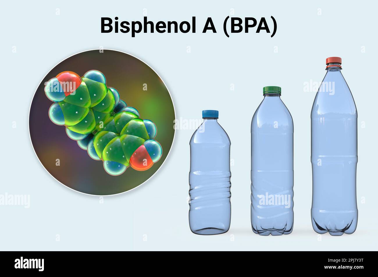 Bisphenol A molecule and plastic bottles, illustration Stock Photo Alamy