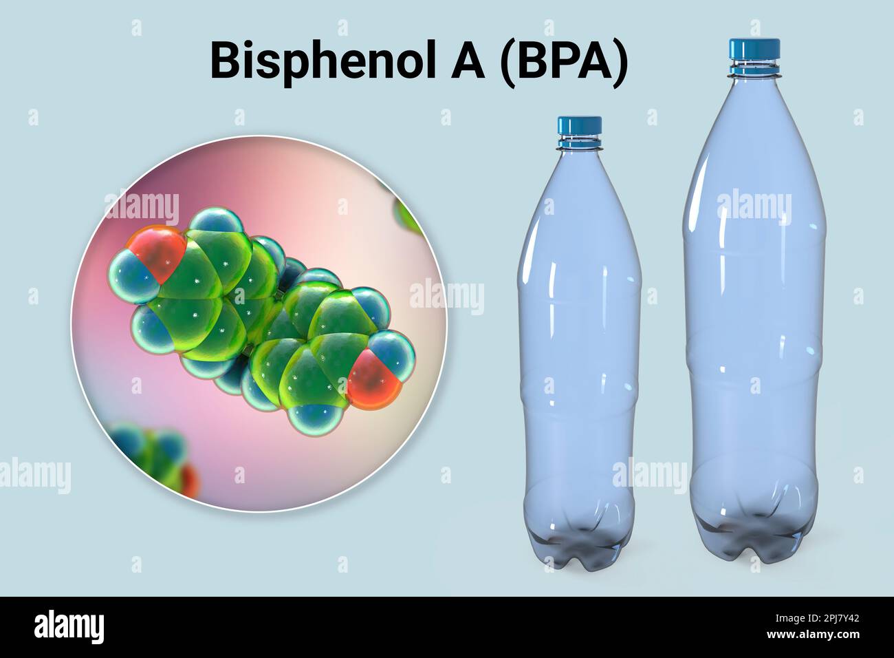 Bisphenol A molecule and plastic bottles, illustration Stock Photo Alamy