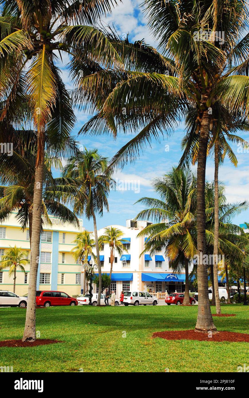 The historic art deco buildings of Miami Beach Stock Photo