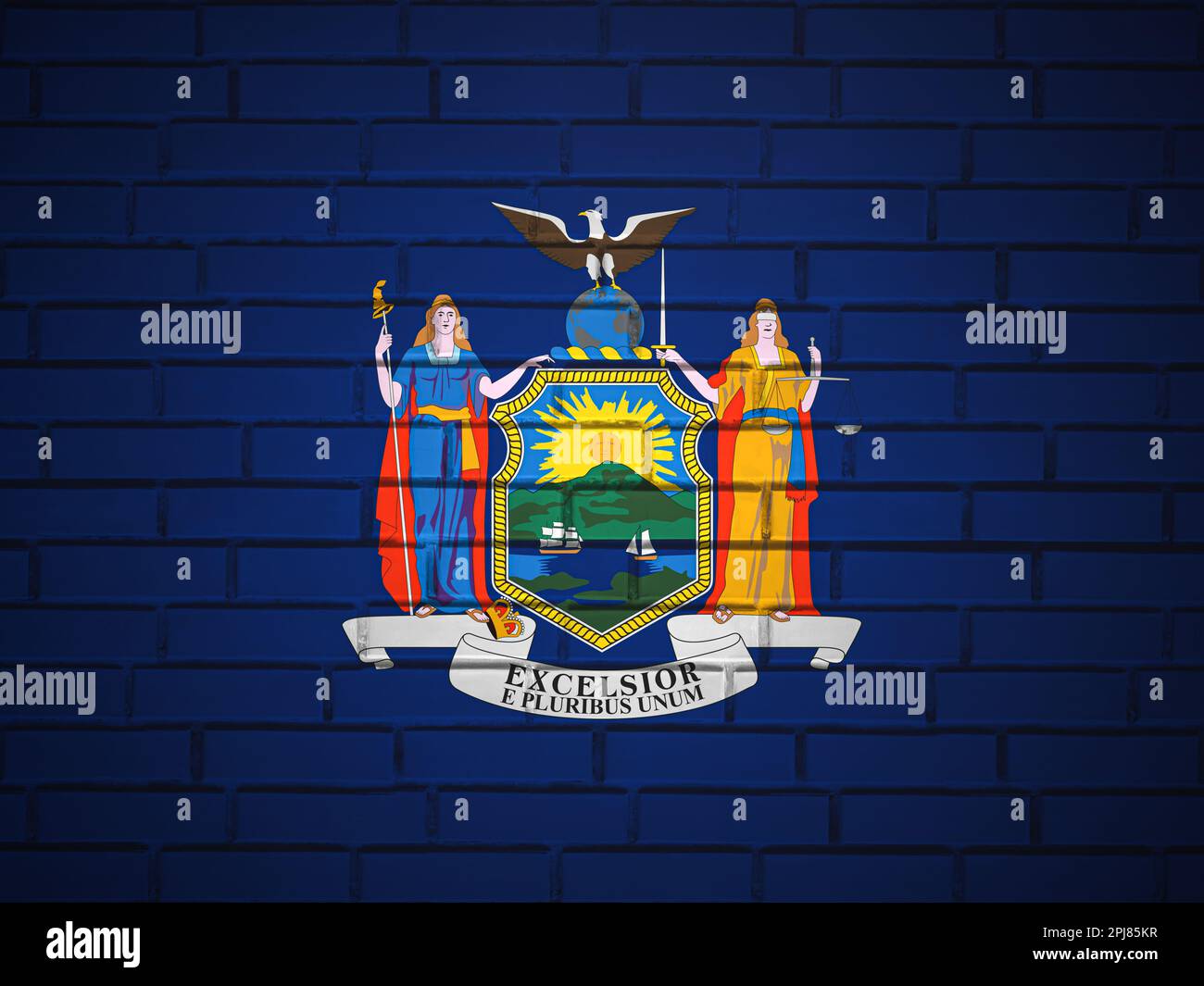 Brick Wall New York State Flag Background 3d Illustration Stock Photo Brick Wall New York State Flag Background 3d Illustration 2PJ85KR