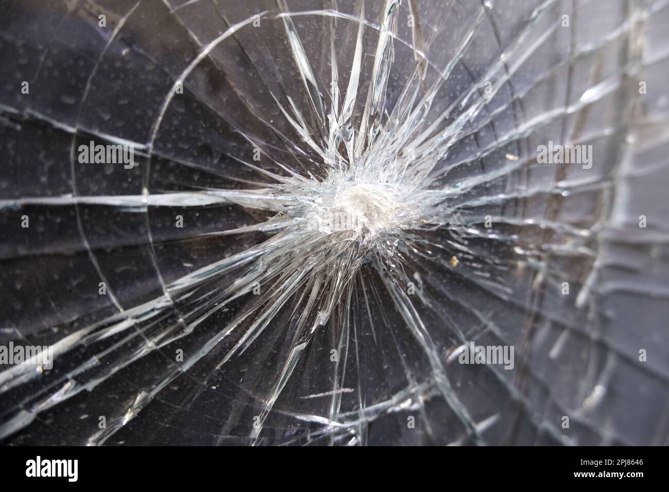 Detail of vandalism and crime, bullet hole Stock Photo