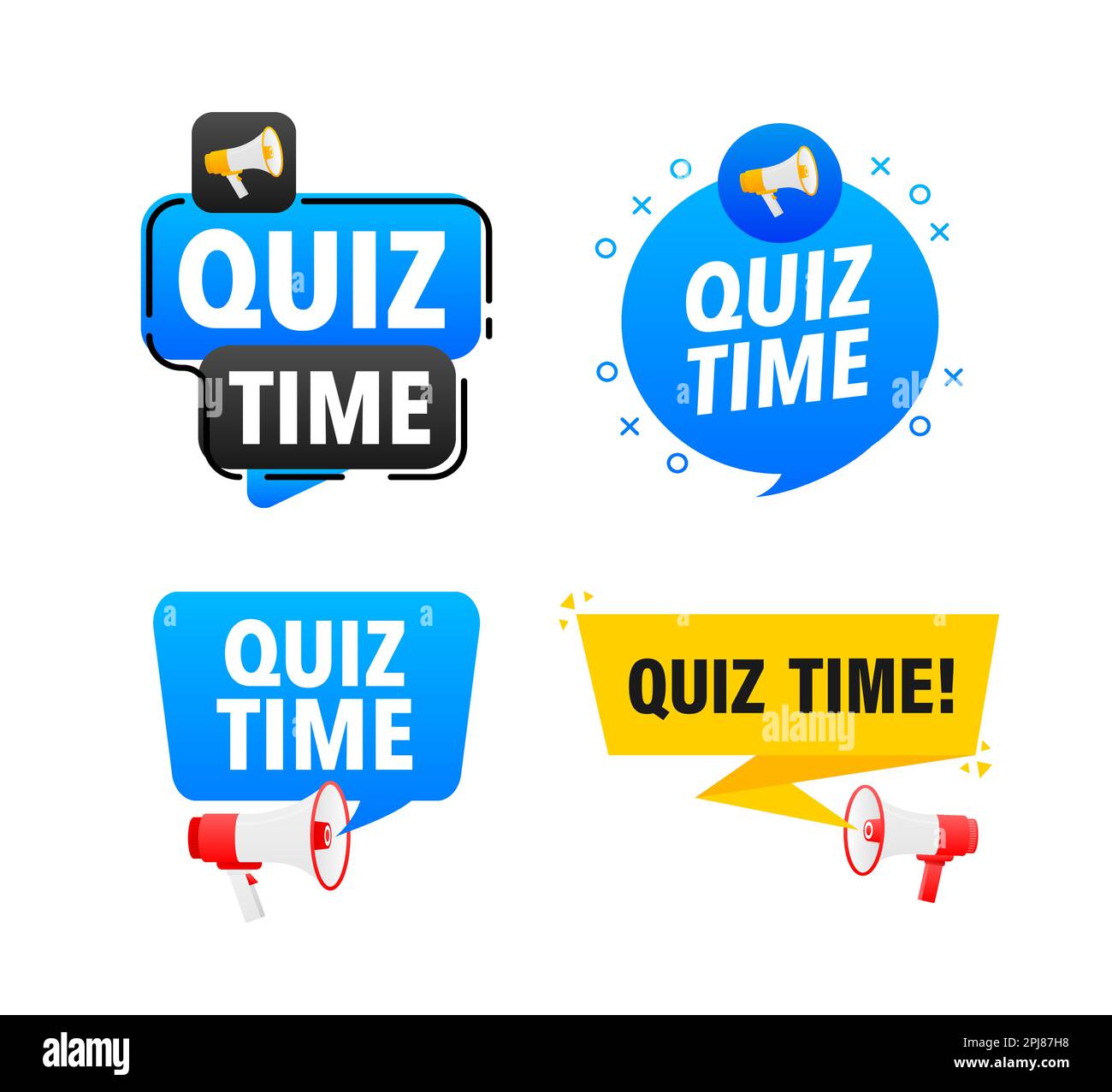 Megaphone banner isolated on white background - Quiz time. Vector  illustration., Stock vector