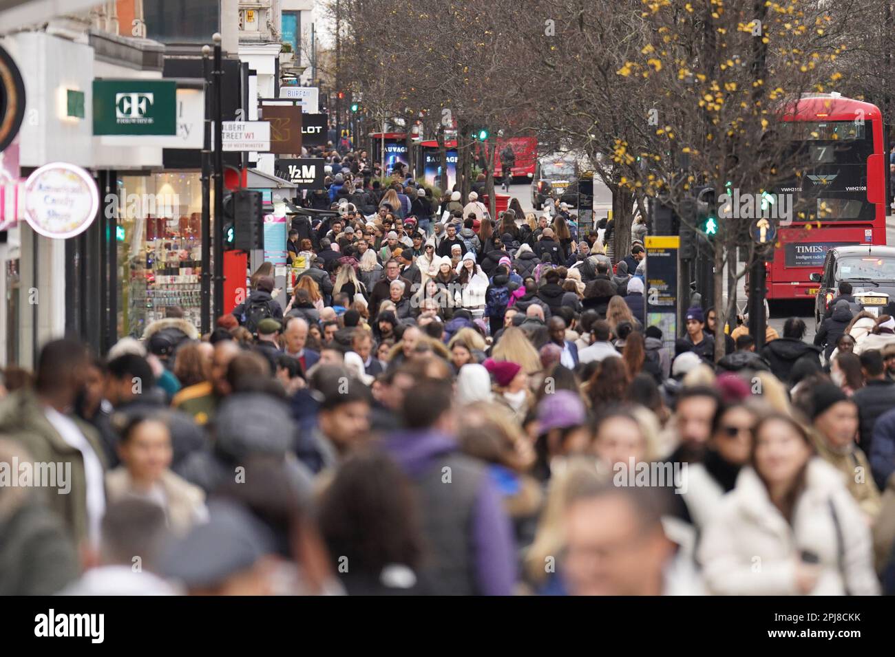 File photo dated 27/12/22 of people on Oxford Street in London, as