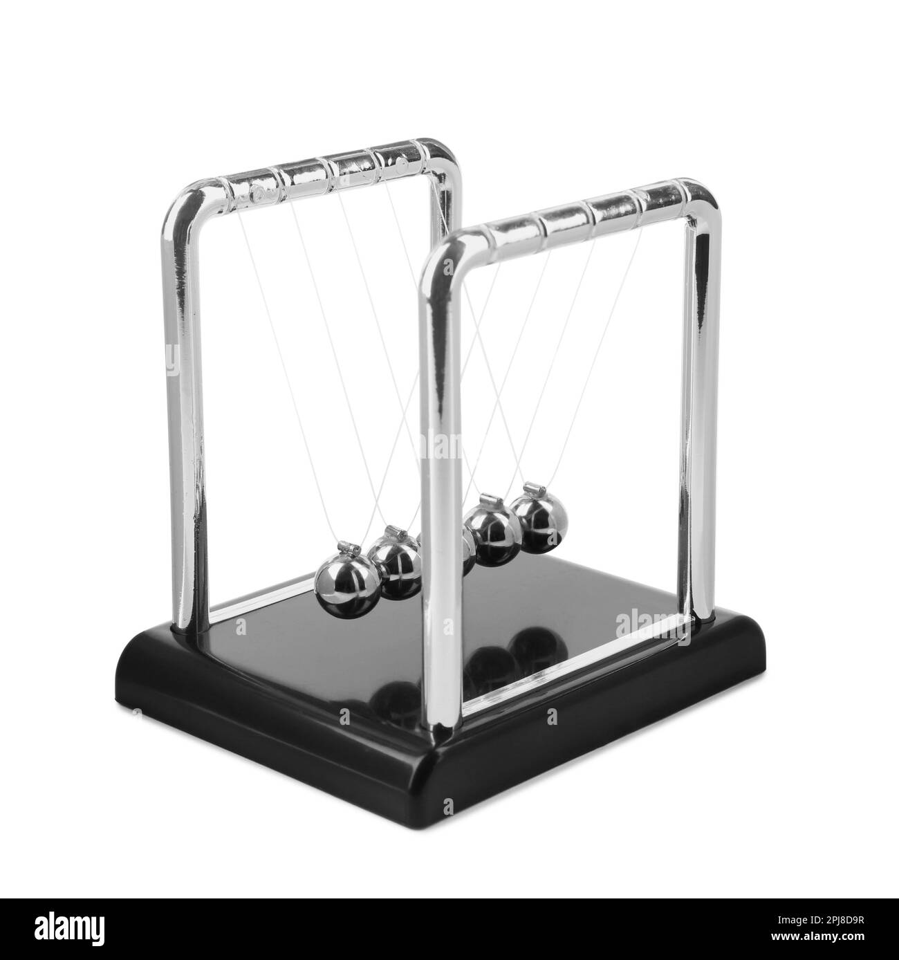 Newton's cradle isolated on white. Physics law of energy conservation