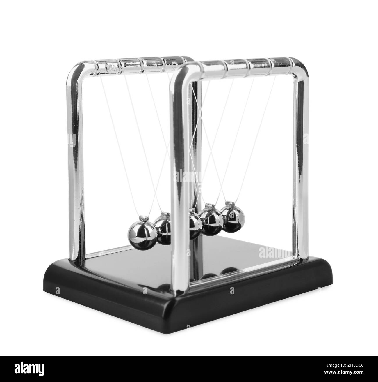 Newton's cradle isolated on white. Physics law of energy conservation