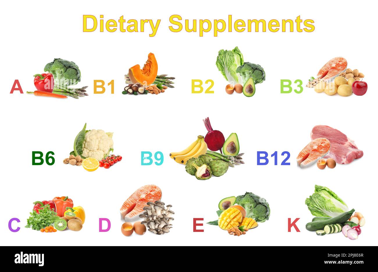 Set with fresh products rich in different vitamins. Dietary Supplements