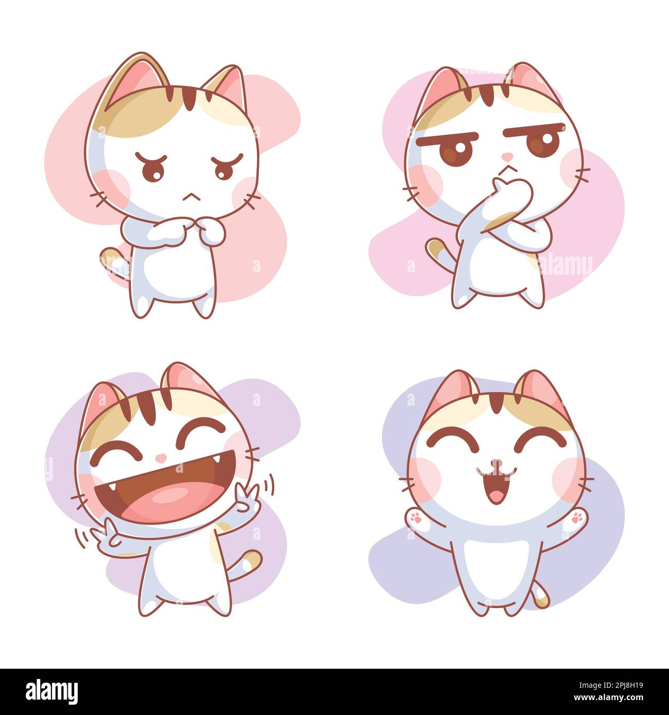 Hand drawn cute cat collection Stock Vector