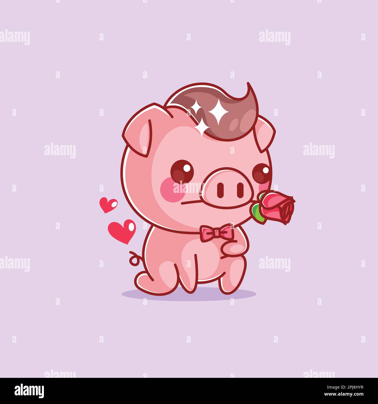 Cute pig wants to give roses Stock Vector Image & Art - Alamy