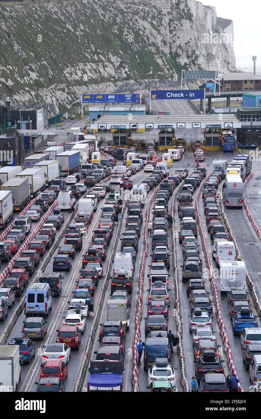 Traffic at the Port of Dover in Kent as the Easter getaway begins. The ...