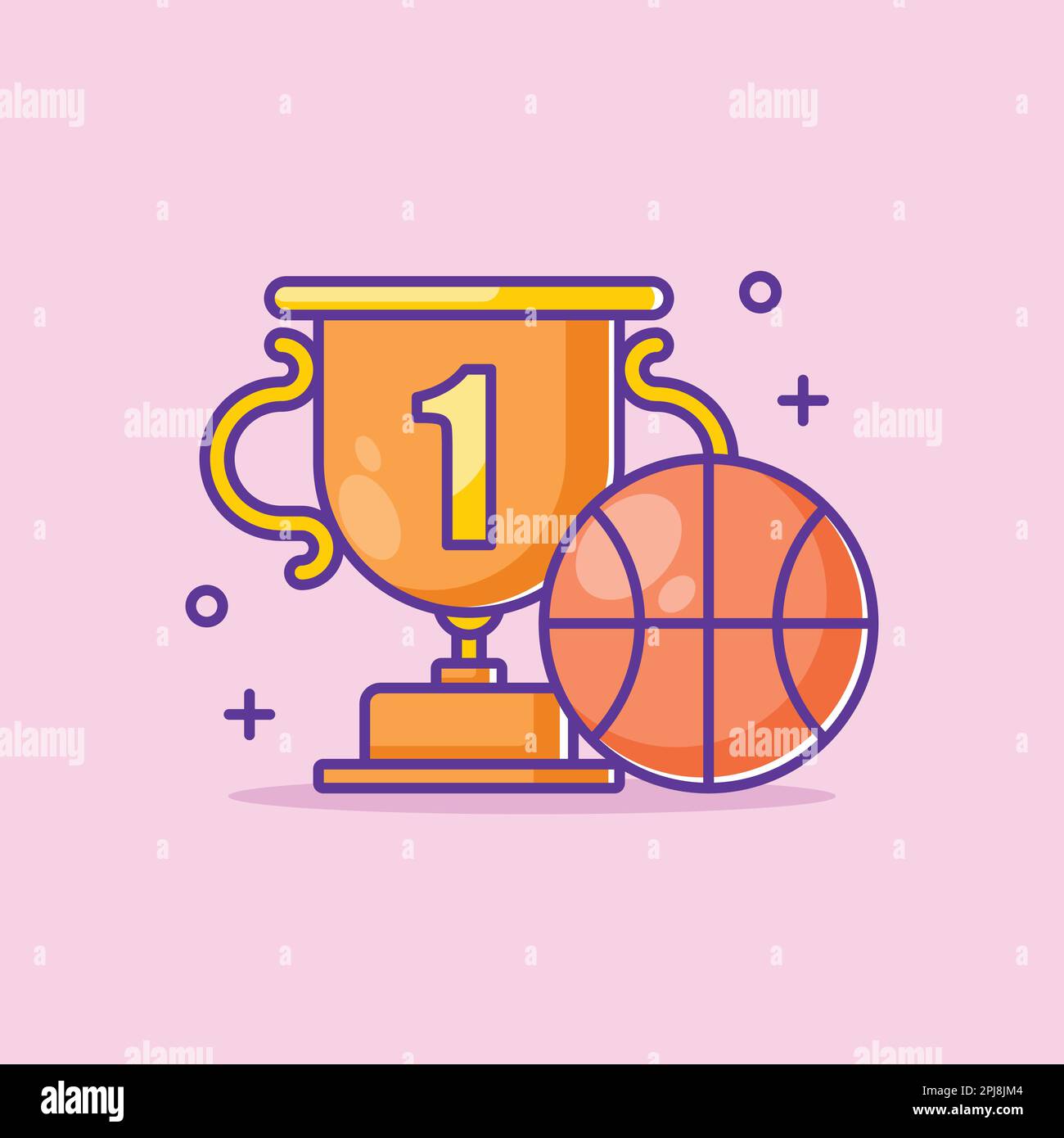 Cute trophy with basketball cartoon Stock Vector Image & Art Alamy