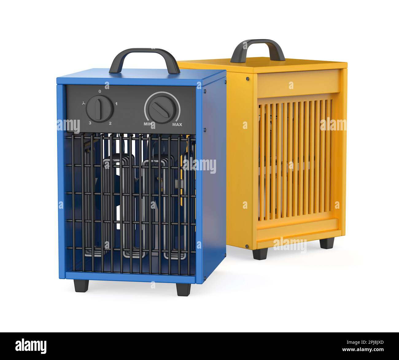 Industrial electric fan heaters with different colors Stock Photo Alamy