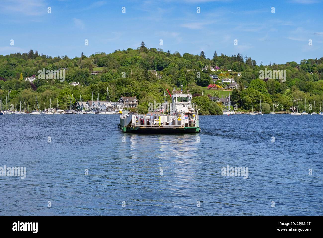 'Mallard', the cable ferry across Lake Windermere leaving Far Sawrey for Bowness. Stock Photo