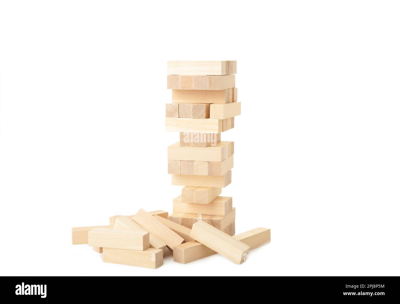 Blocks of wood isolated on white background. Top view Stock Photo - Alamy