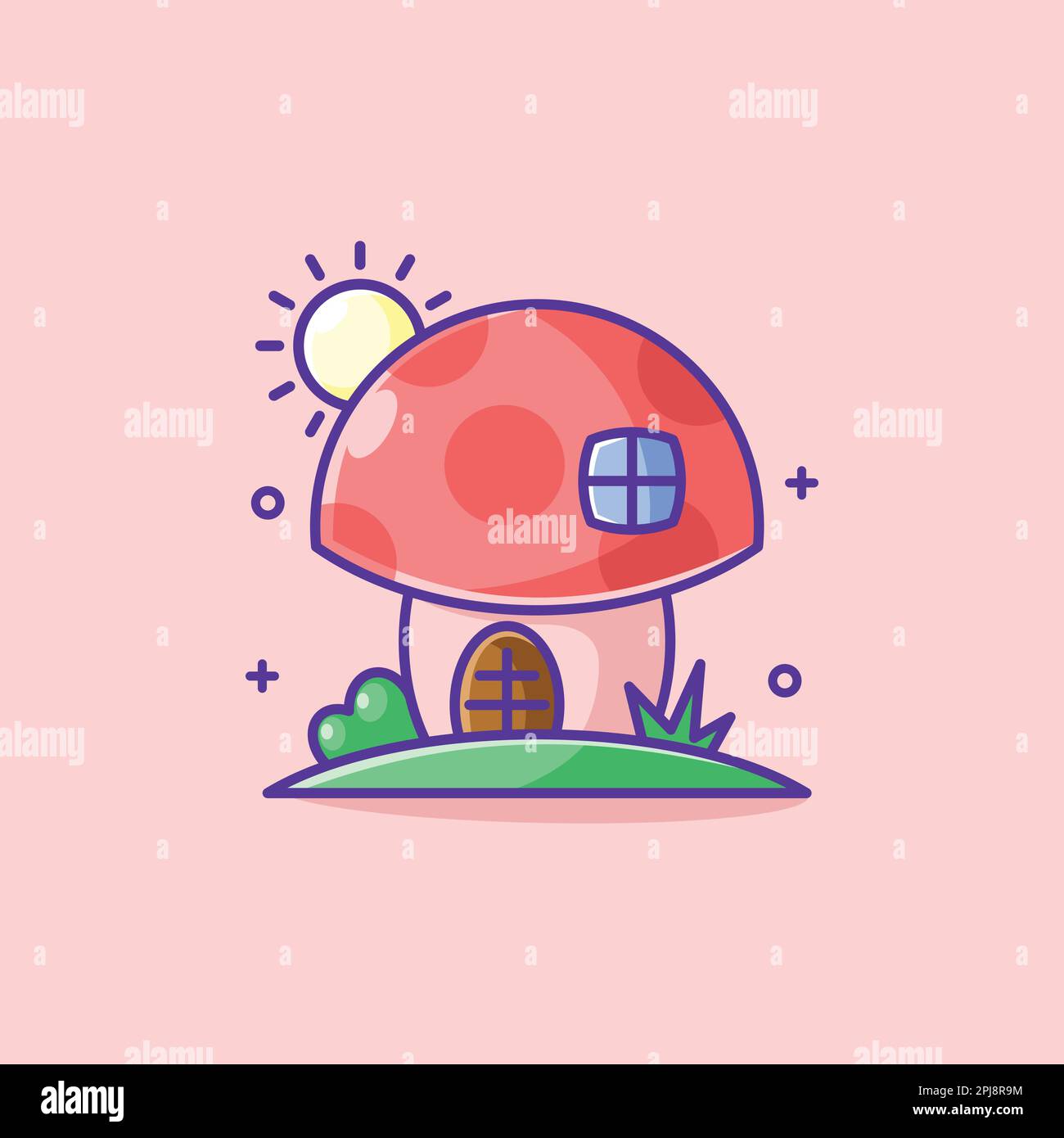Cartoon mushroom house cute design Stock Vector
