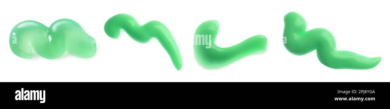 Set with smears of toothpaste on white background. Banner design Stock ...