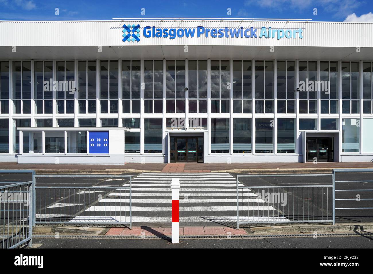 Front entrance to Prestwick International airport terminal building