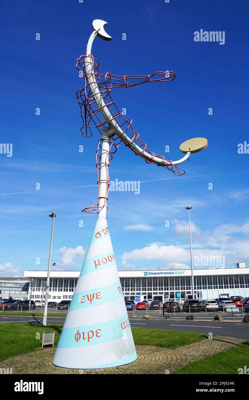 Front entrance to Prestwick International airport terminal building, Ayrshire, Scotland, The airport was taken into public ownership by the SNP Stock Photo
