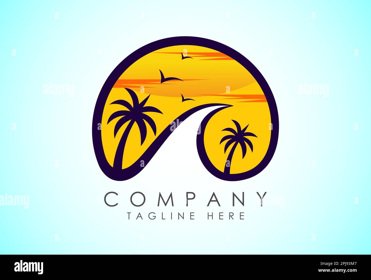 Beach logo design. Sun sunset sunrise with beach ocean sea water logo ...