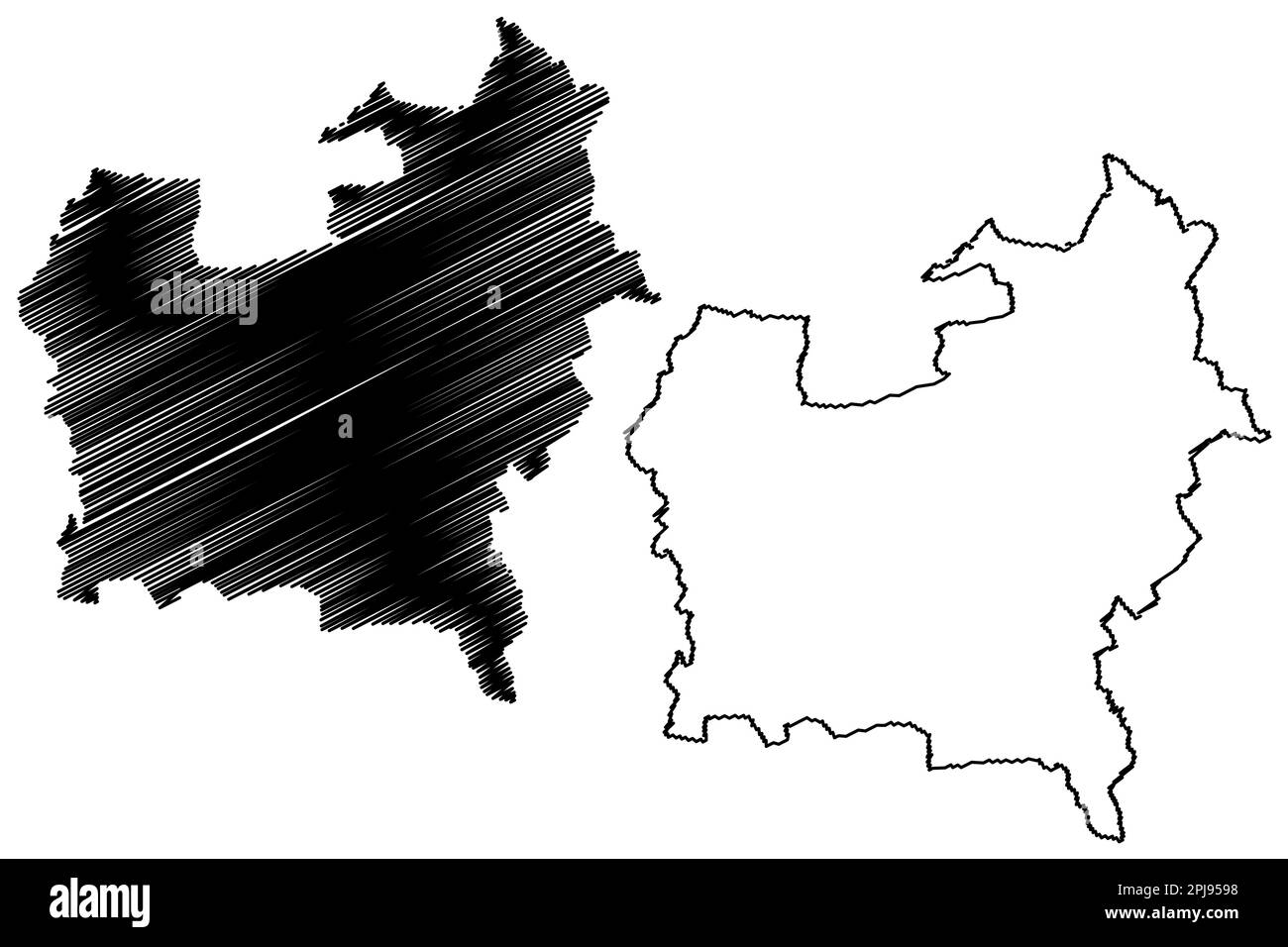 West Lindsey Non-metropolitan district (United Kingdom of Great Britain and Northern Ireland, ceremonial county Lincolnshire or Lincs, England) map ve Stock Vector