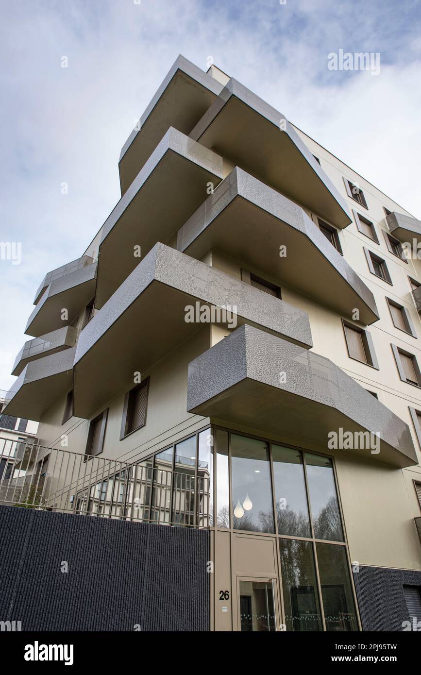 Facade of a modern apartment building with balconies Stock Photo - Alamy