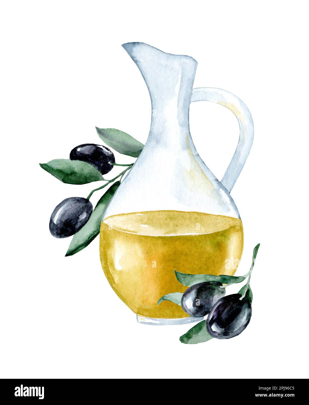 Bottle of fresh virgin olive oil with Black olives on the branch. Hand ...