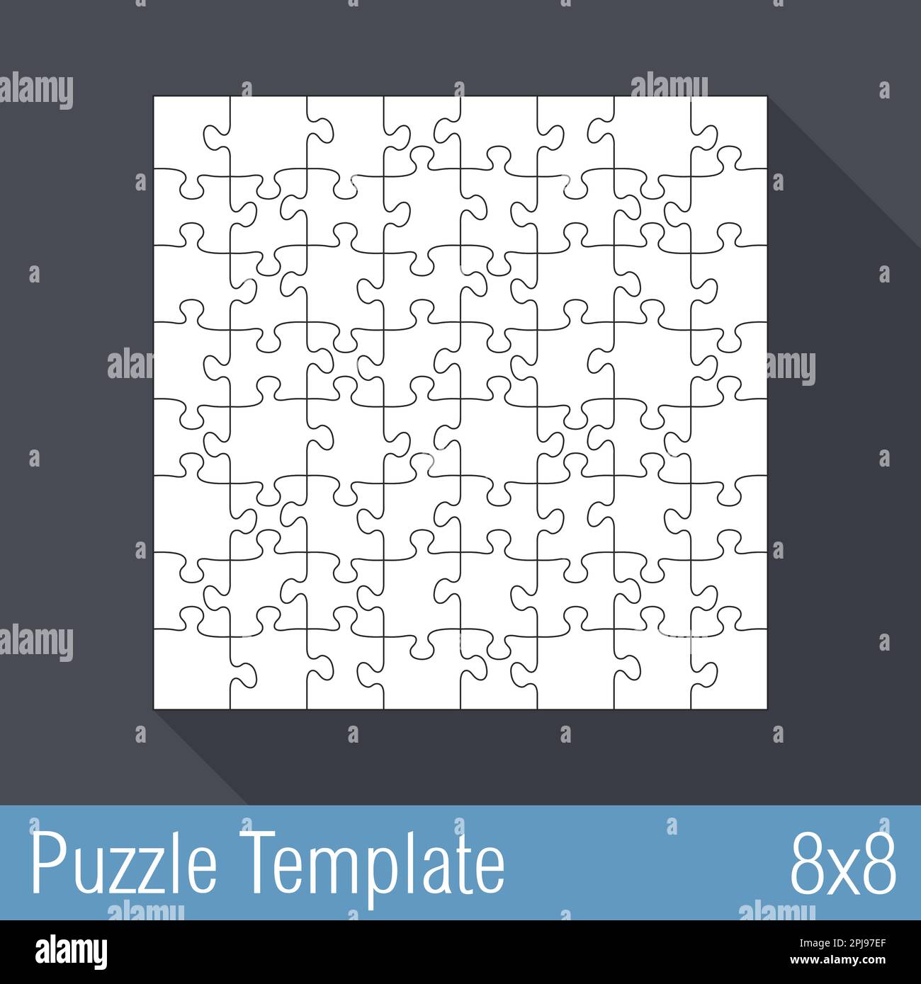 Square jigsaw puzzle template 8x8 pieces, vector eps10 illustration ...