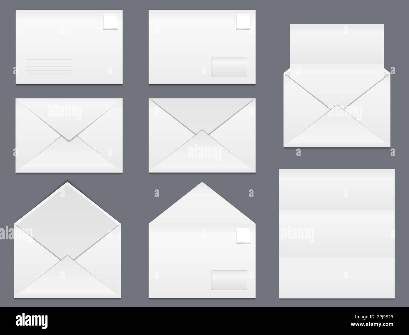 Envelopes and blank white paper, vector eps10 illustration Stock Vector