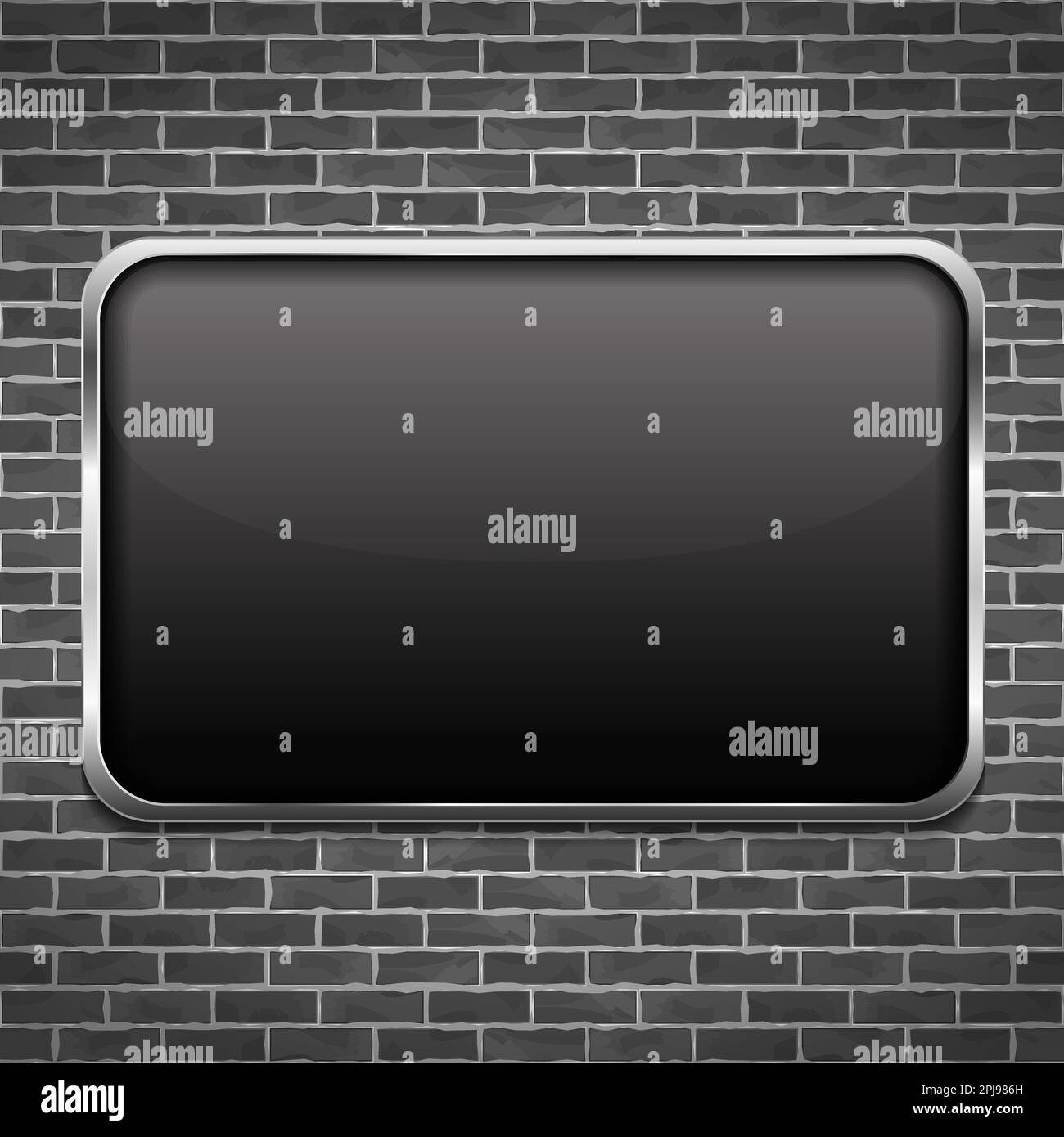 Black frame on black brick wall, vector eps10 illustration Stock Vector