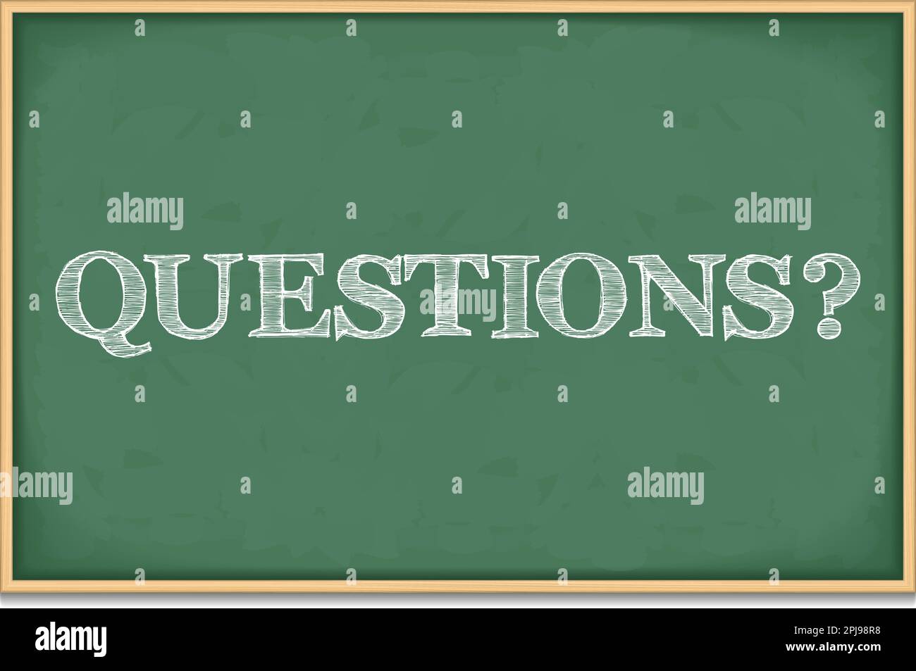The word questions on blackboard, vector eps10 illustration Stock